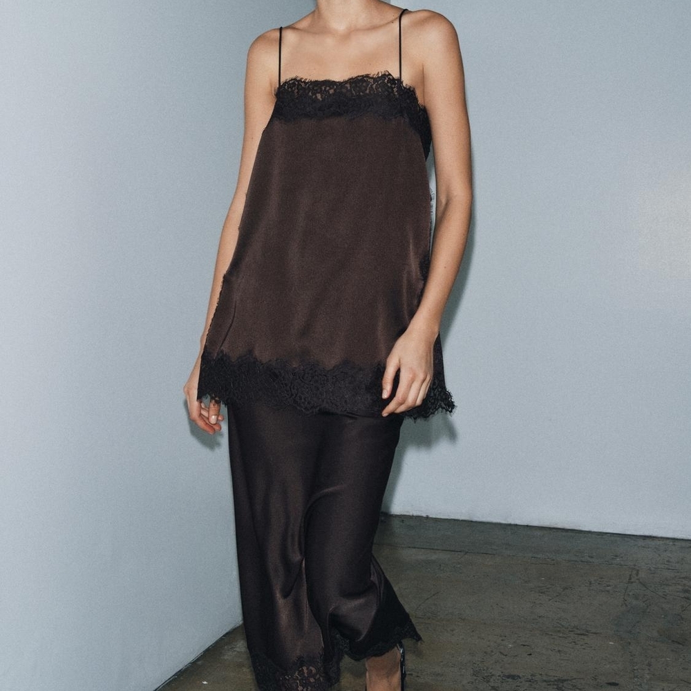 Zara Lace Satin Tank Size Medium